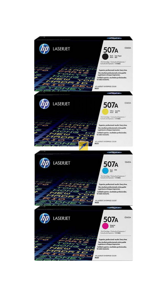 HP 507A Black Cyan Magenta and Yellow Original LaserJet Toner Cartridges 4-Piece