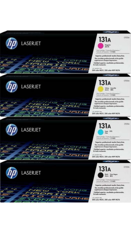HP 131A Black and Tri-Color LaserJet Toner Cartridge, 4 Piece